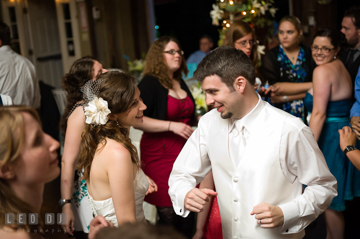 Bride and Groom dancing during open dance session. Ostertag Vistas wedding reception photos at Myersville, Maryland by photographers of Leo Dj Photography. http://leodjphoto.com