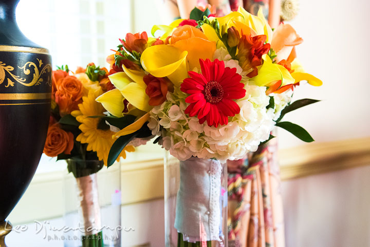 Flower bouquet of bride and maid of honor. Mariott Aspen Wye River Conference Center Wedding photos at Queenstown Eastern Shore Maryland, by photographers of Leo Dj Photography.