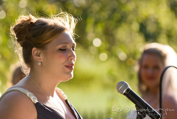 Bride's friend dedicated a song for the couple. Mariott Aspen Wye River Conference Center Wedding photos at Queenstown Eastern Shore Maryland, by photographers of Leo Dj Photography.