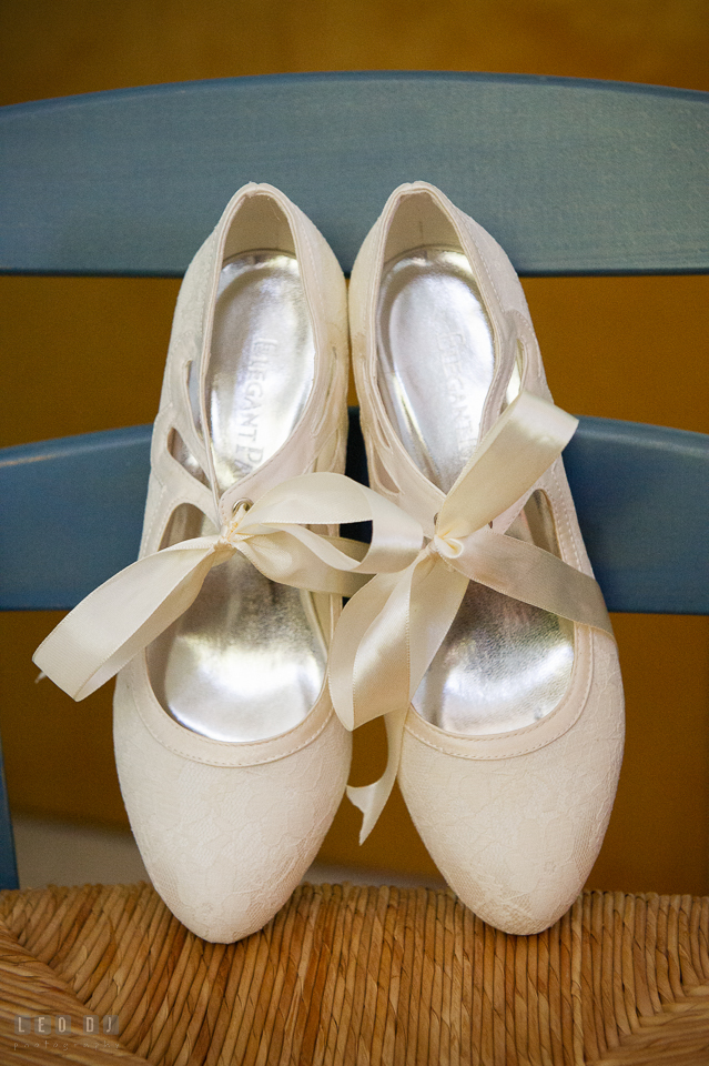 At home backyard wedding Bride shoes photo by Leo Dj Photography