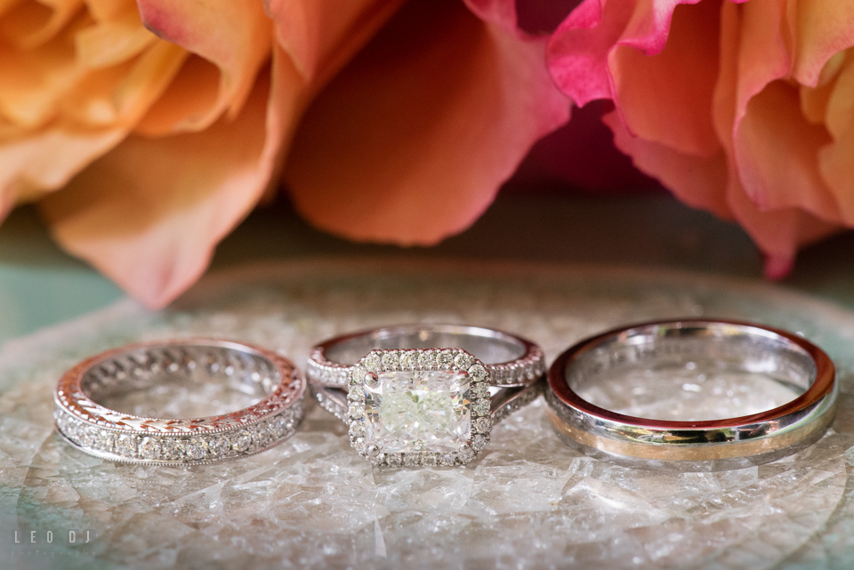 At home backyard engagement ring and wedding bands photo by Leo Dj Photography