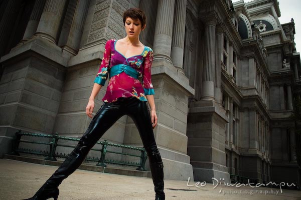 professional model by City Hall old building - glamour fashion portrait photography Philadelphia PA, Annapolis MD, Washington DC, Virginia