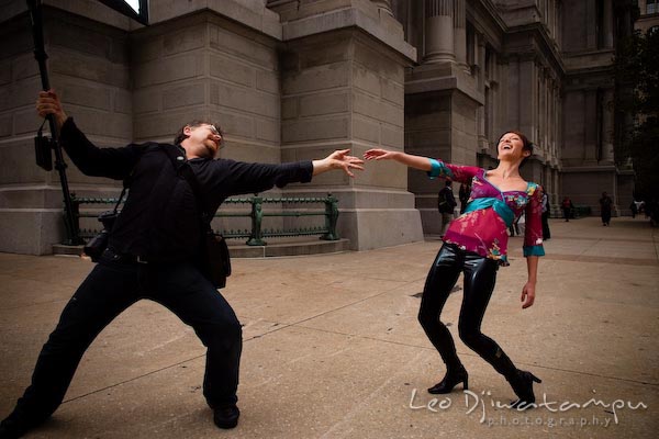 Neil van Niekerk goofing around with a model - glamour fashion portrait photography Philadelphia PA, Annapolis MD, Washington DC, Virginia