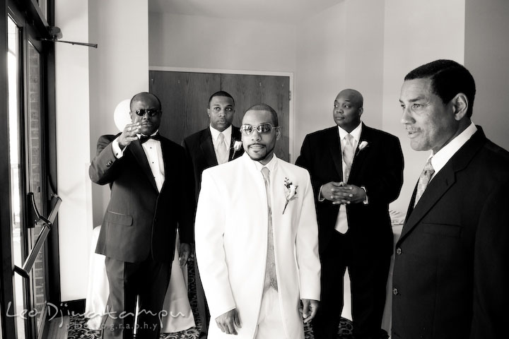 Father of bride, groom, best man and groomsman getting ready to go to the altar. Wedding photography at Padonia Park Club at Towson, Timonium-Cockeysville area, North of Baltimore