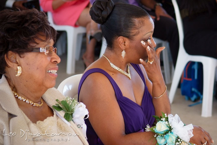 Mother of groom and grandmother got emotional, shed tears at ceremony. Wedding photography at Padonia Park Club at Towson, Timonium-Cockeysville area, North of Baltimore