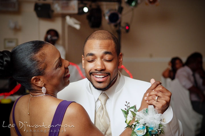 Groom sang along with the song while doing groom and mother dance. Wedding photography at Padonia Park Club at Towson, Timonium-Cockeysville area, North of Baltimore