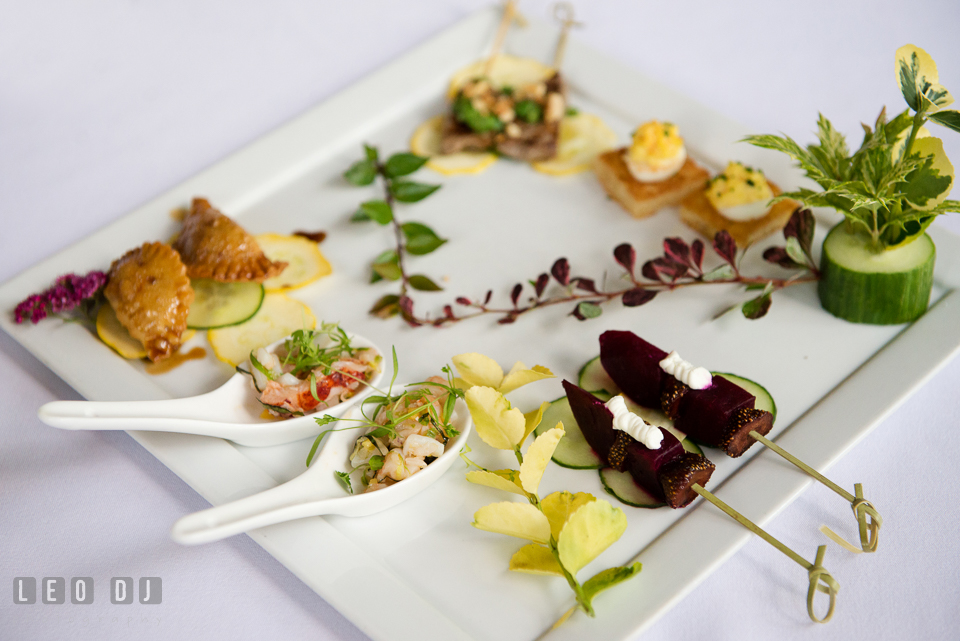 Nicely arranged variety of hors d'oeuvres. Falls Church Virginia 2941 Restaurant wedding ceremony and reception photo, by wedding photographers of Leo Dj Photography. http://leodjphoto.com