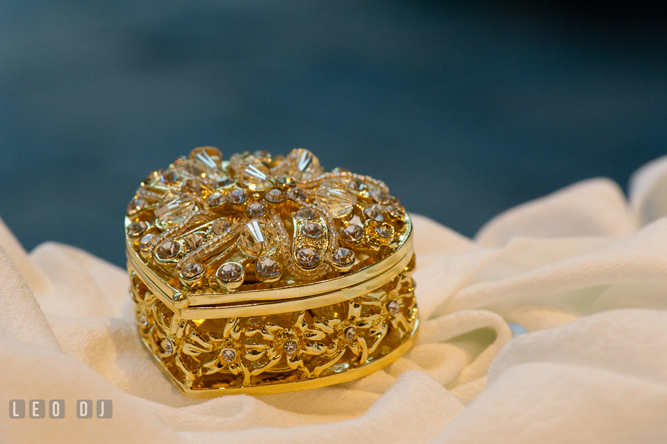 Exquisite wedding gold coin box. Falls Church Virginia 2941 Restaurant wedding ceremony and reception photo, by wedding photographers of Leo Dj Photography. http://leodjphoto.com