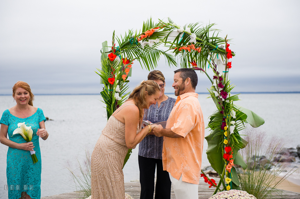 Silver Swan Bayside Bride and Groom laughing during wedding ceremony photo by Leo Dj Photography