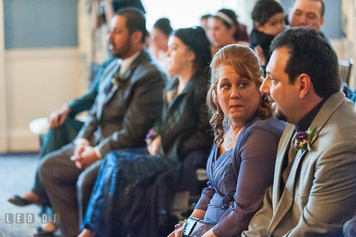 Mother of Bride emotional and shed tear during the ceremony. The Tidewater Inn Wedding, Easton Maryland, ceremony photo coverage by wedding photographers of Leo Dj Photography. http://leodjphoto.com