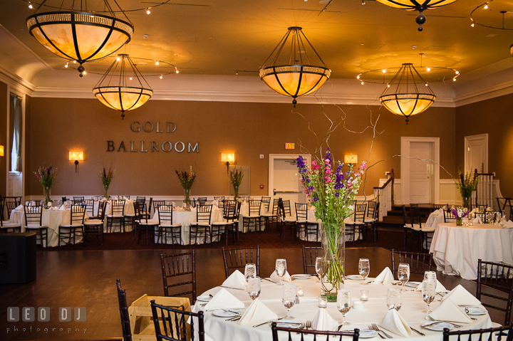 View of Gold Ballroom. The Tidewater Inn Wedding, Easton Maryland, reception photo coverage by wedding photographers of Leo Dj Photography. http://leodjphoto.com