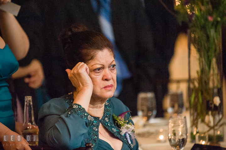 Groom's aunt shed tear as Bride and Groom do their first dance. The Tidewater Inn Wedding, Easton Maryland, reception photo coverage by wedding photographers of Leo Dj Photography. http://leodjphoto.com