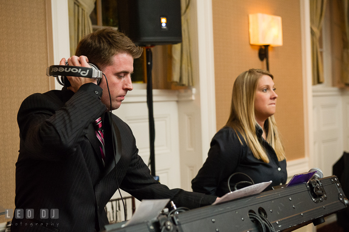 DJ Jason Wallace mixing music for dance. The Tidewater Inn Wedding, Easton Maryland, reception photo coverage by wedding photographers of Leo Dj Photography. http://leodjphoto.com