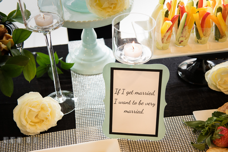 Wish card decor on the hors d'oeuvres table. Historic Events Annapolis bridal shower decor and event coverage at Annapolis Maryland, by wedding photographers of Leo Dj Photography. http://leodjphoto.com