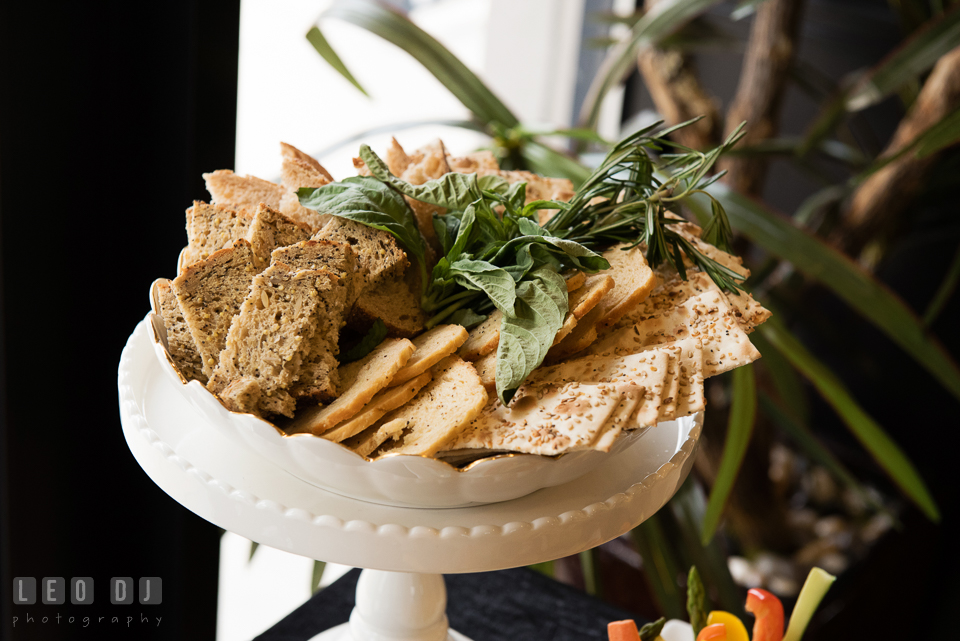 Selection of crackers and breads. Historic Events Annapolis bridal shower decor and event coverage at Annapolis Maryland, by wedding photographers of Leo Dj Photography. http://leodjphoto.com