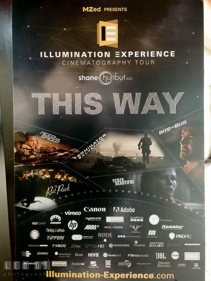 Welcome banner for the workshop. Review of MZed Illumination Experience, film making and cinematography Workshop with Hollywood Cinematographer Shane Hurlbut by wedding photographer Leo Dj Photography. http://leodjphoto.com