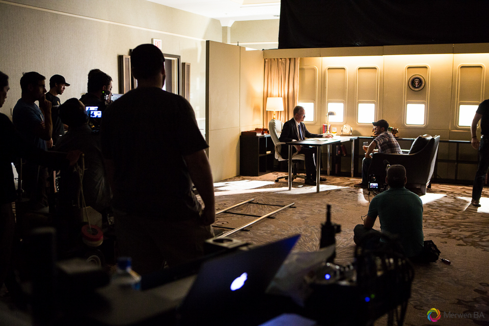 Crews preparing the daytime scene in the Air Force One interior set from the Swing Vote movie. Review of MZed Illumination Experience, film making and cinematography Workshop with Hollywood Cinematographer Shane Hurlbut by wedding photographer Leo Dj Photography. http://leodjphoto.com