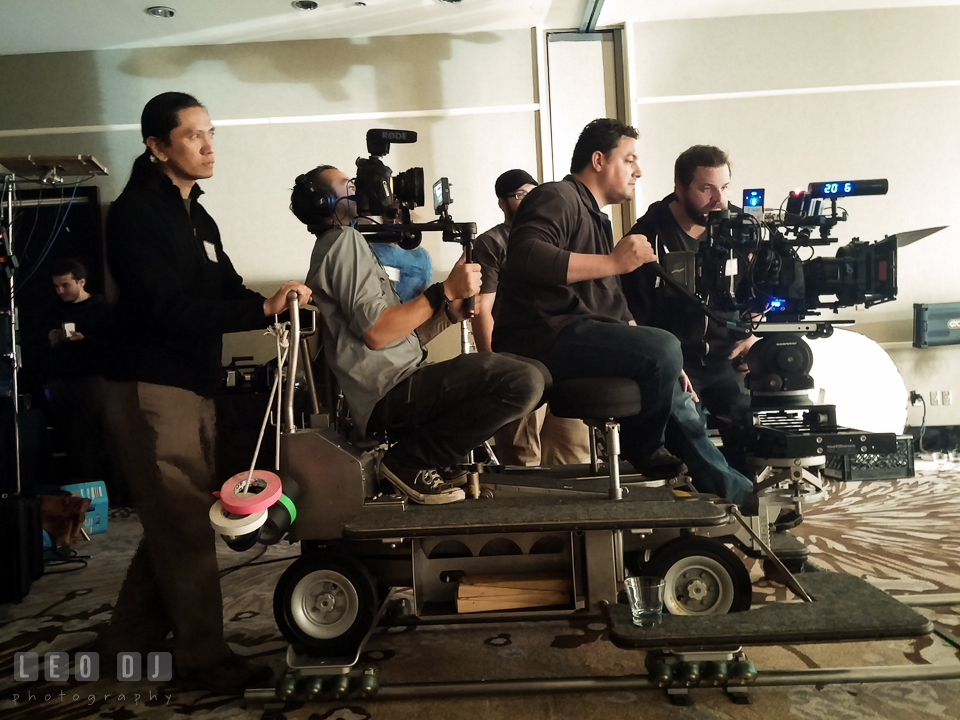 Rolling the dolly on a track for the camera operators. Review of MZed Illumination Experience, film making and cinematography Workshop with Hollywood Cinematographer Shane Hurlbut by wedding photographer Leo Dj Photography. http://leodjphoto.com