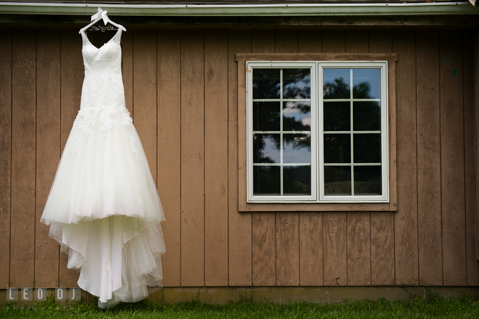 Bride's beautiful wedding gown from Anjolique. Chesapeake Bay Environmental Center, Eastern Shore Maryland, wedding reception and ceremony photo, by wedding photographers of Leo Dj Photography. http://leodjphoto.com