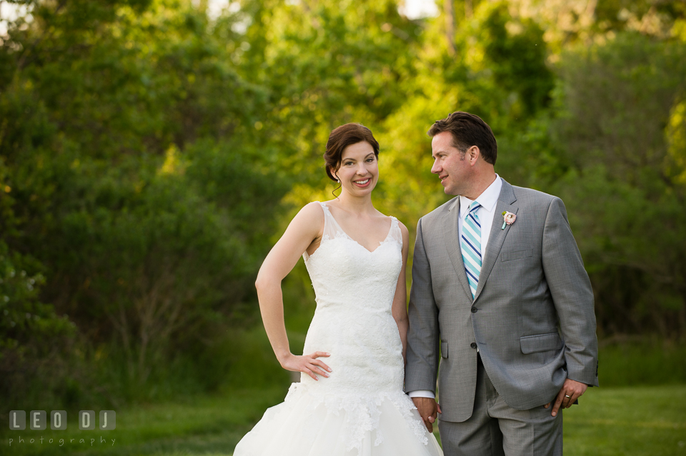 Groom gazing at his beautiful Bride. Chesapeake Bay Environmental Center, Eastern Shore Maryland, wedding reception and ceremony photo, by wedding photographers of Leo Dj Photography. http://leodjphoto.com