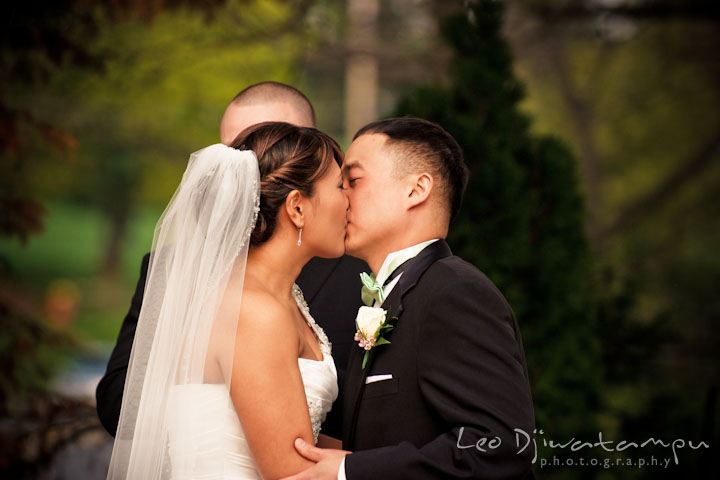 You may now kiss the bride. Bride and groom kissed. Ceresville Mansion Frederick Maryland Wedding Photo by wedding photographer Leo Dj Photography