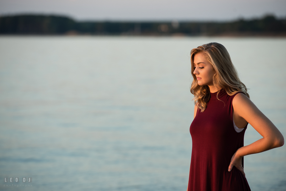 Kent Island High School Maryland senior standing on the beach photo by Leo Dj Photography