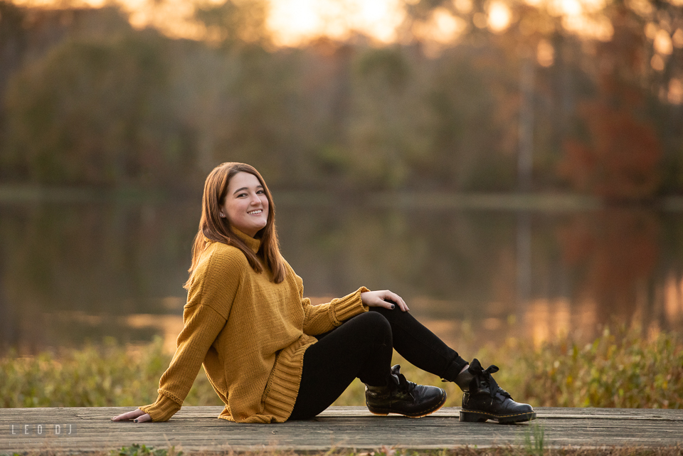 Kent Island High School Maryland senior lounging on the dock photo by Leo Dj Photography.